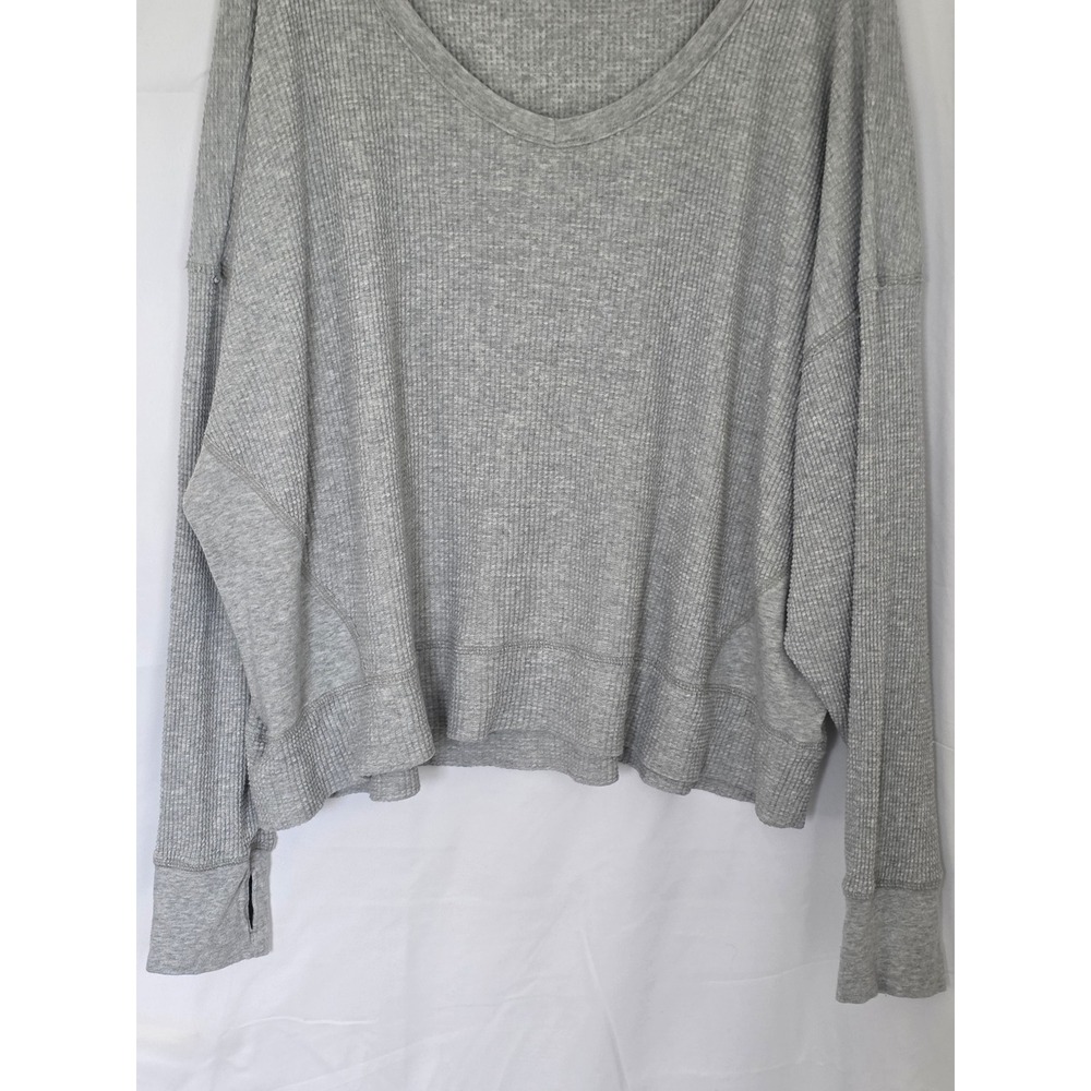 OFFLINE by Aerie Wow Waffle Knit Oversized Top XL Long Sleeves Thumbholes Gray - Picture 5 of 14